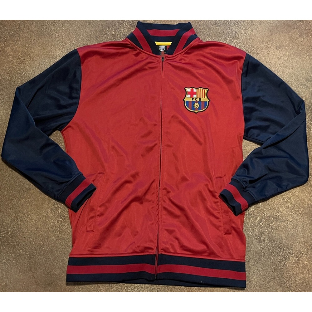FC Barcelona Soccer Track Jacket Mens Large Red Blue Rhinox FCB Full Zip